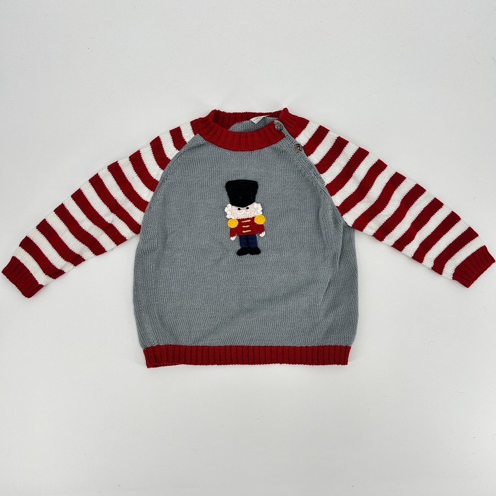3D Hand Knit Nutcracker Sweater Boys 3T/4T Cotton Soft Holiday Crochet Xmas